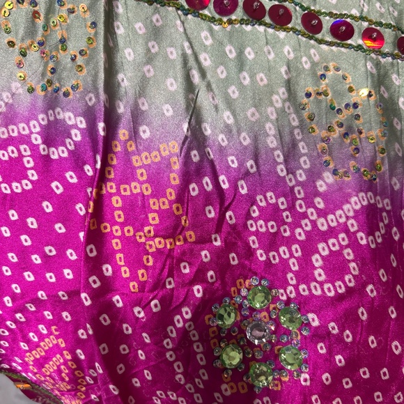Elegant Pink and Green Lehenga - Picture 9 of 15